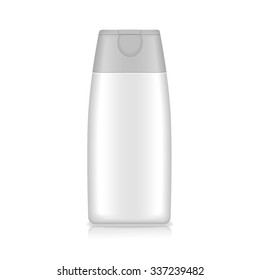 Shampoo, gel or lotion white plastic bottle  on white background Isolated. Product packing Vector 