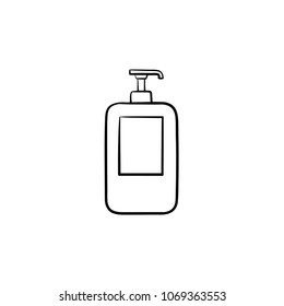 Shampoo hand drawn outline doodle icon. Bottle of shampoo vector sketch illustration for print, web, mobile and infographics isolated on white background.