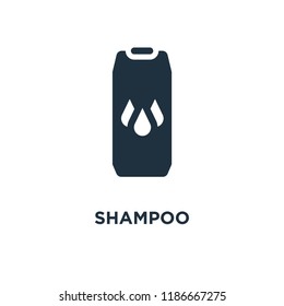 Shampoo icon. Black filled vector illustration. Shampoo symbol on white background. Can be used in web and mobile.