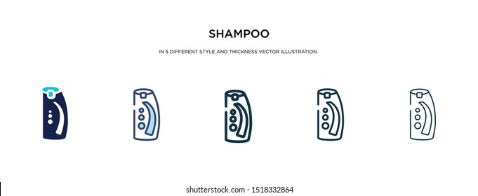shampoo icon in different style and thickness vector illustration. Two colored and black shampoo vector icons in filled, outline, line, stroke style can be used for web, mobile, UI