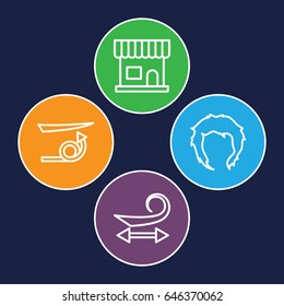 Shampoo icons set. set of 4 shampoo outline icons such as beauty salon, curly hair, straight hair