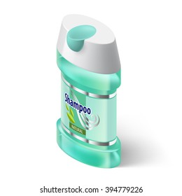 Shampoo Isometric Blue Icon on White Background