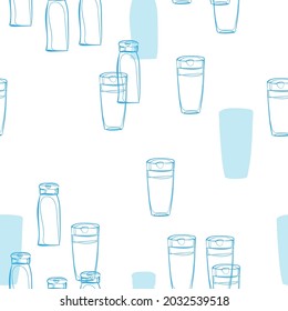 shampoo liquid cosmetics care vector seamless pattern outline decorative