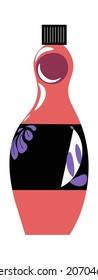 Shampoo or lotion in bottle with label, isolated cosmetic products for beauty and hygiene, care and treatment. Liquid for body skin, nourishment and moisturizing essence. Vector in flat style
