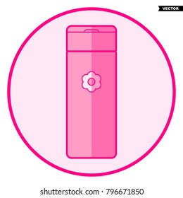 Shampoo. Pink baby icon on a white background, line art vector design.