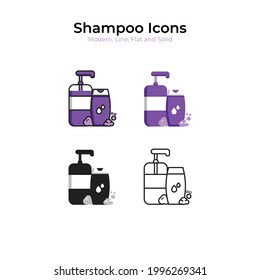 Shampoo Set Icono moderno de color Selfcare Botellas de baño Juego de Icono - Baño aislado Set para sitio web de Salon y aplicación móvil