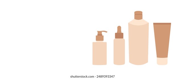 Shampoo Set Icons. Flat style. Vector icons.