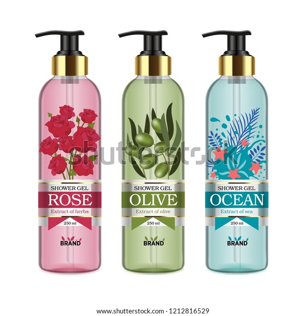 Download Shampoo Shower Gel Bottle Glass Extract Stock Vector Royalty Free 1212816529 Yellowimages Mockups