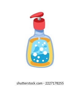 Shampoo or soap for babies vector illustration. Cartoon drawing of bottle with shampoo or soap isolated on white background. Baby care, hygiene concept