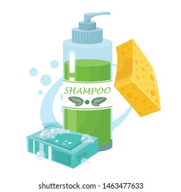 shampoo and soap for washing simple vector illustration