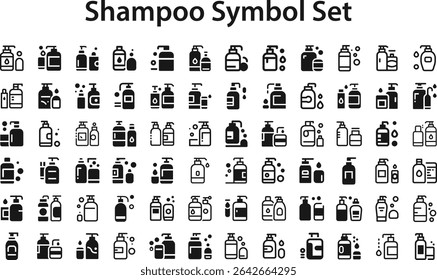 shampoo Symbol Set.eps. collection, sketches, logo illustrations, web symbols, outline style pictograms package isolated on white background. Vector graphics. stock illustration