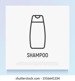 Shampoo thin line icon. Simple packaging. Modern vector illustration for beauty shop.