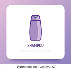 Icono de línea delgada de champú. Envase simple. Ilustración vectorial moderna para un taller de belleza.