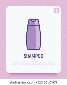 Icono de línea delgada de champú. Envase simple. Ilustración vectorial moderna para un taller de belleza.