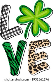 Shamprock love design. St Patrick's day. Vector illustration.