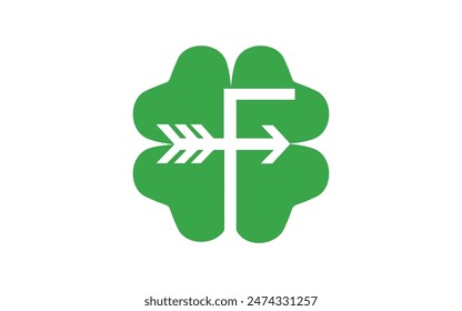Shamrock with arrow logo design template
