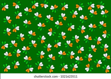 Shamrock background in color of Irish flag. Vector illustration EPS10 for Saint Patrick Day Greeting Card