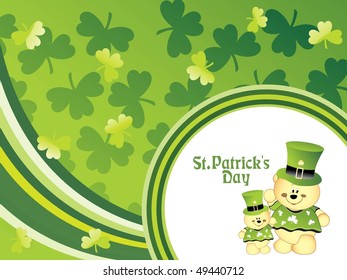 shamrock background with curve stripes, cute leprechaun