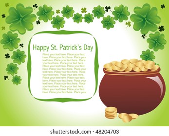 shamrock background with gold coin earthenware