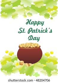 shamrock background with gold coins earthenware