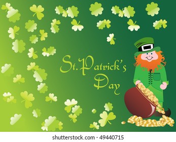 shamrock background with leprechaun, earthenware