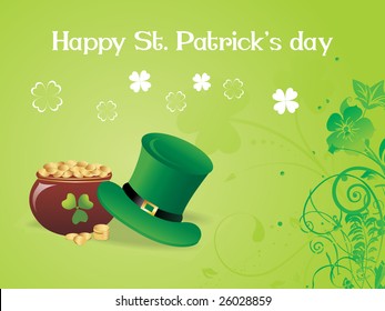 shamrock background with magic hat, pot