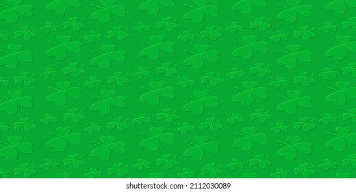 Shamrock background for Saint Patrick Day Greeting Card. Extruded clover leaves pattern