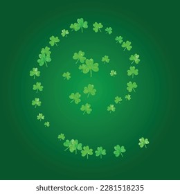 Shamrock background for Saint Patricks Day. Lucky trefoil confetti. Glitter frame of clover leaves.	 Template for party invite, retail offer and ad. Happy shamrock background.