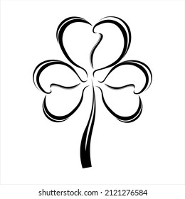 Shamrock black silhouette isolated on white