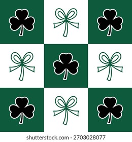 Shamrock Bow Checkered Holiday Pattern