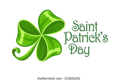 Shamrock bow made of green ribbon. Eps10 vector illustration. Isolated on white background