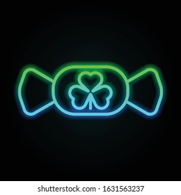 Shamrock candy icon in nolan neon colorful style. Simple thin line, outline vector of saint patrick's day for ui and ux, website or mobile application