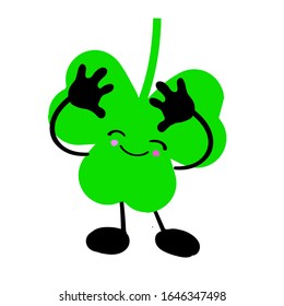 shamrock character. Cute oist clover on a white background. St. patrick's day.