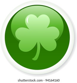 Shamrock or clover button. Vector illustration