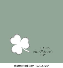 Shamrock clover, cut paper with shadow.Banner or background St. Patrick