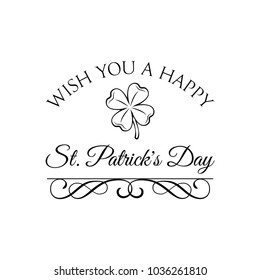 Shamrock, clover design, perfect for St. Patrick s Day. Vector illustration isolated on white background. Swirls, ornate frames.