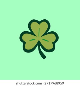 Shamrock Klee im flachen Stil für St Patrick’s Day Thema. Geeignet für Feiertagsdekorationen, Icons, Branding und festliche Illustrationen.