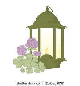 shamrock clover flowers with lantern