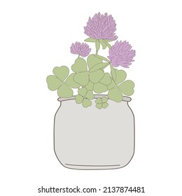 shamrock clover flowers vase, vector