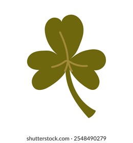 Shamrock Clover is green. Flat illustration on white. Grass and leaf for herbarium, scrapbooking. A simple dried herb for good luck, a holiday. The concept of storing and collecting natural elements