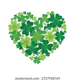 Shamrock Clover Forma de corazón Día de San Patricio Ilustración vectorial de amor