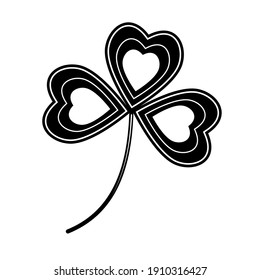 hoja de trébol de chispa, esténcil negro, plantilla, ilustración de vector aislado, diseño, decoración, impresión dactilar