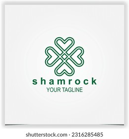 shamrock clover leaf heart love logo design premium elegant template vector eps 10