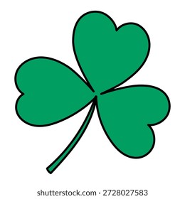 Shamrock, clover leaf isolated on transparent background. Hand drawn vector illustration. Saint Patrick Day celebration, traditional Irish holiday design element, clip art, symbol