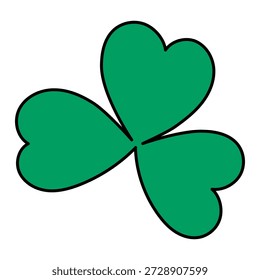Shamrock, clover leaf isolated on transparent background. Hand drawn vector illustration. Saint Patrick Day celebration, traditional Irish holiday design element, clip art, symbol