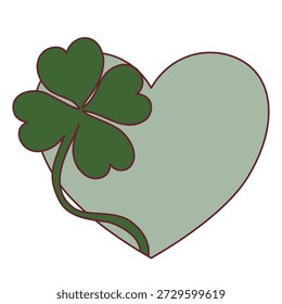 Trevo de trevo de trevo apoiando-se em um símbolo de forma de coração para St Patrick