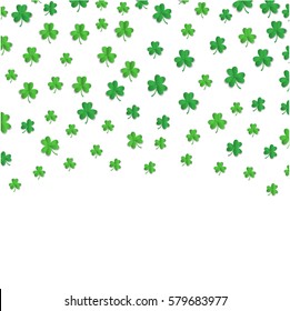 Shamrock or clover leaves background for St. Patrick's Day. Vector illustration.