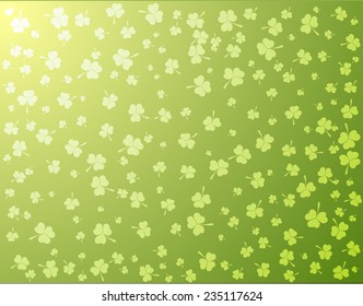 shamrock or clover leaves isolated on green background, Irish symbol of Patrick day celebration