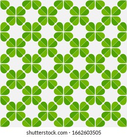 Shamrock clover leaves lucky green seamless pattern. Saint Patrick Day illustration.
