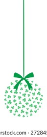 Shamrock, clover leaves round composition isolated on transparent background. Hand drawn vector illustration. Saint Patrick Day celebration, traditional Irish holiday design element, clip art, symbol